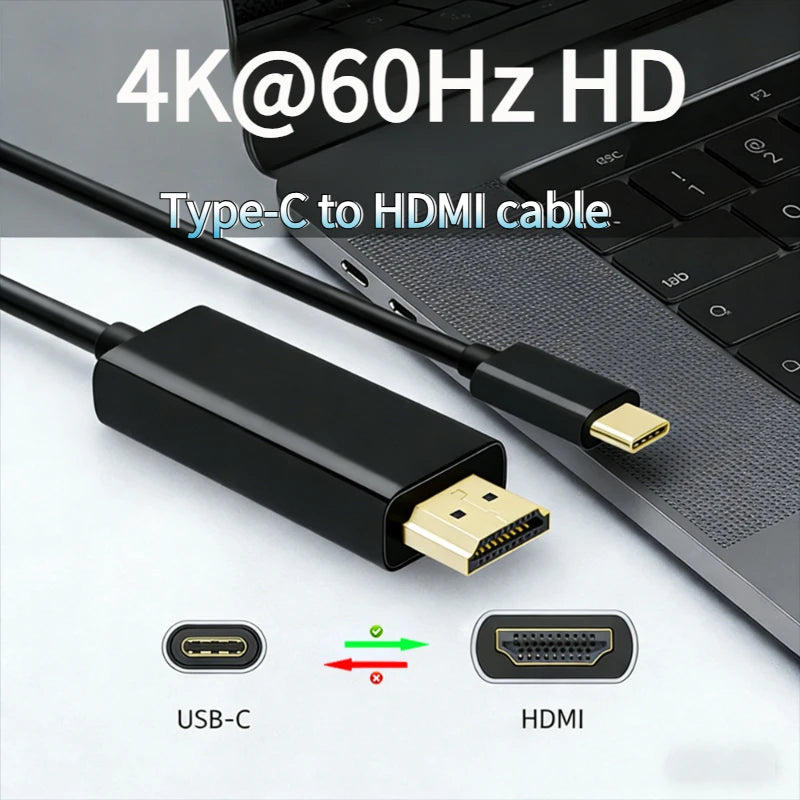 USB C To HDMI-compatible Adapter Cable Type C To HD 4k 60Hz USB C Cable Extend Screen Laptop Projector High Definition Adapter Oasis Select
