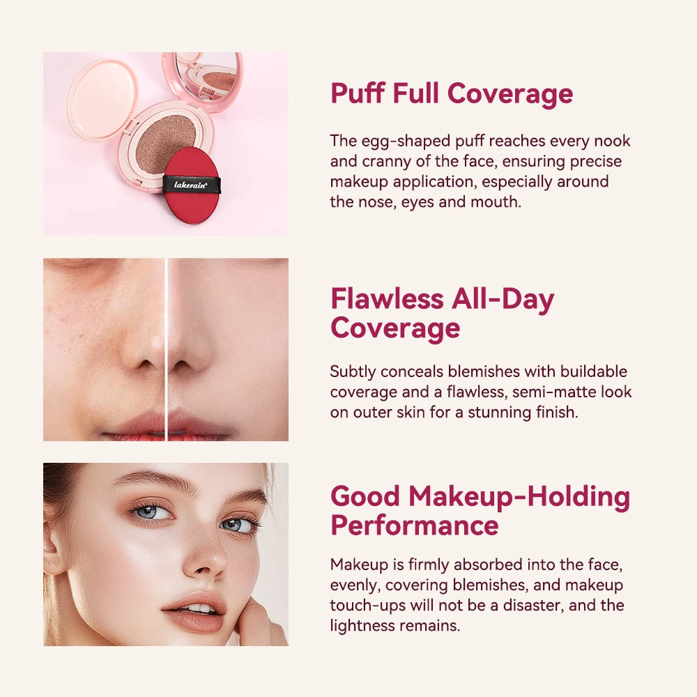 Lakerain Cushion Foundation Korean Makeup Base Mist Foundations Makeup Full Coverage Long-lasting Cc Cream Sunscreen Cosmetic Oasis Select