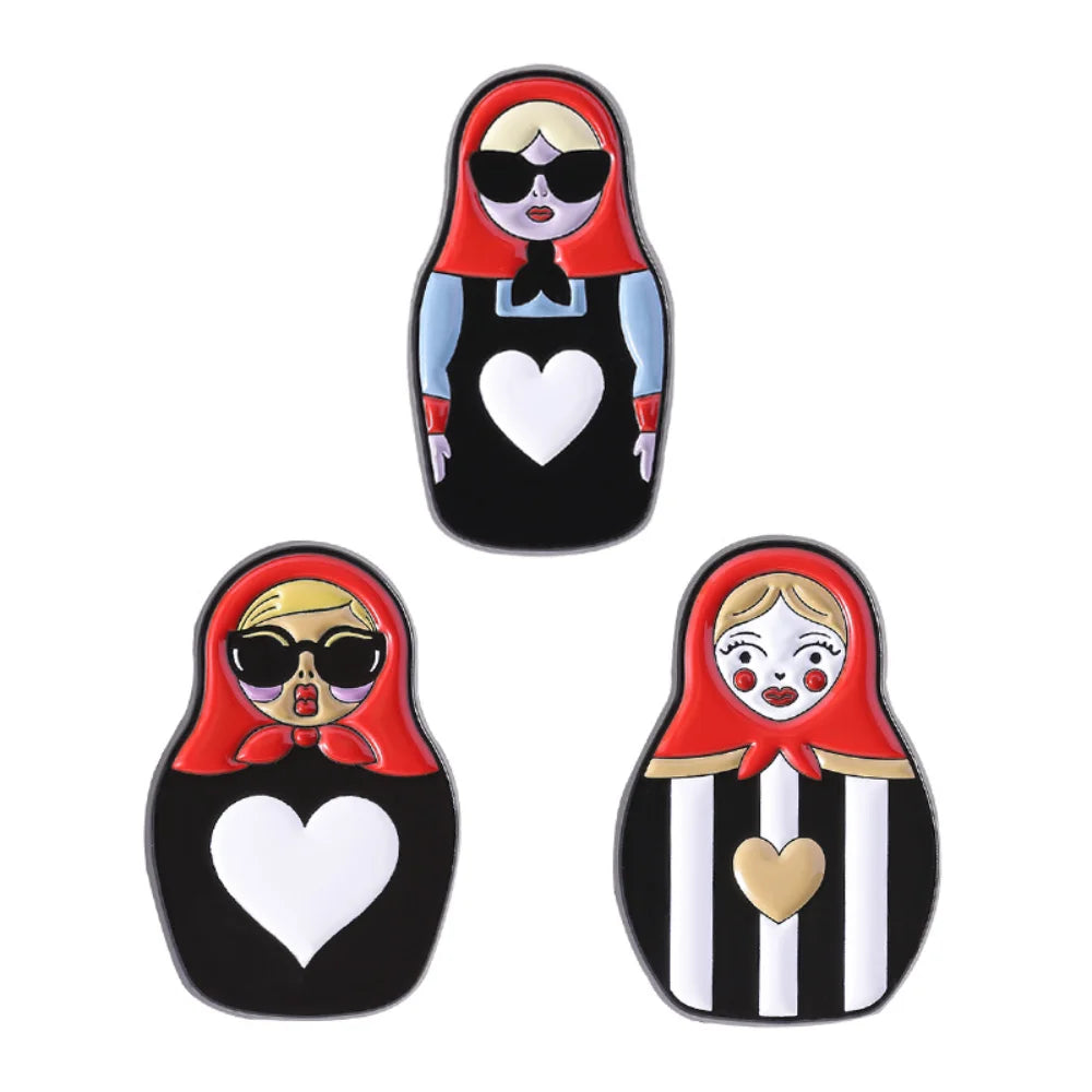 Russian Cultural Costume Collected Enamel Pin Classic Russian Nesting Doll Metal Brooches Lapel Badge Jewelry Gift for Friends Oasis Select
