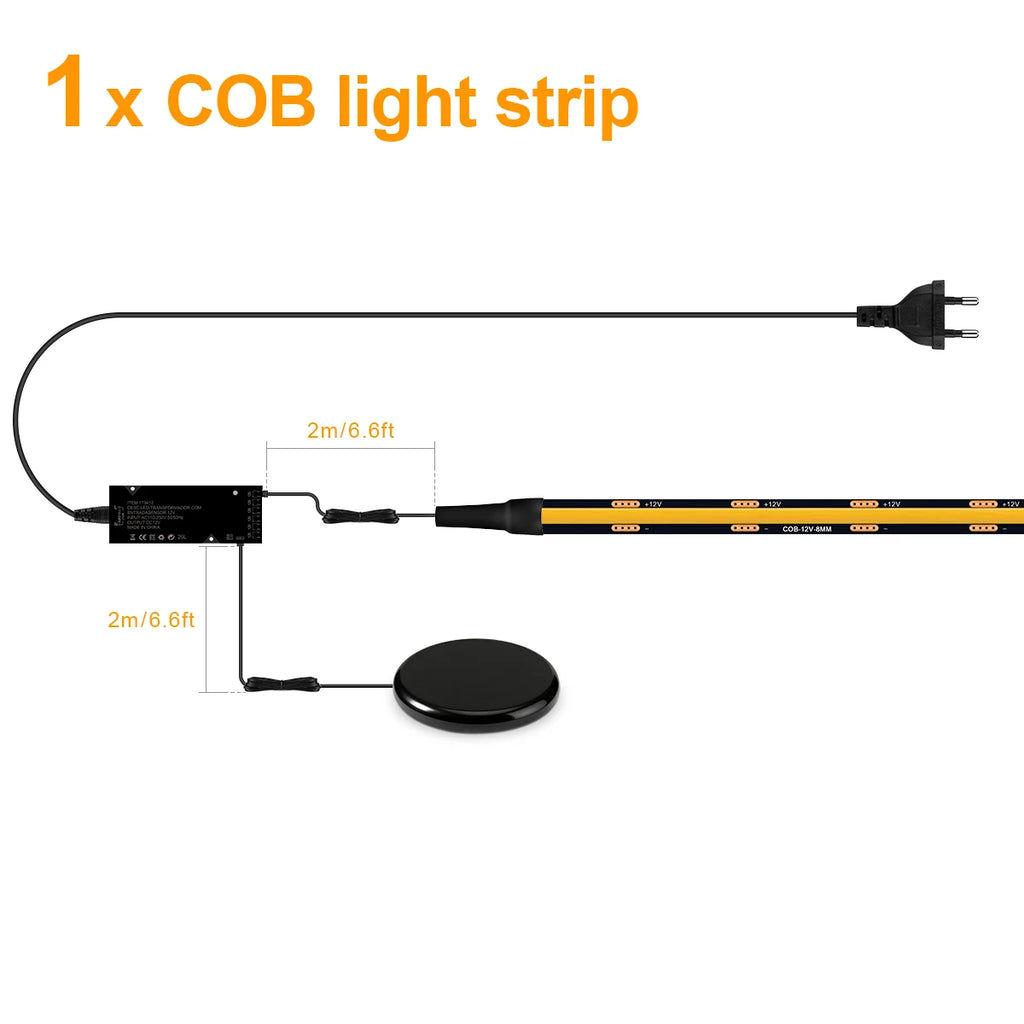 12V Touch Dimmable Black PCB COB LED Strip Light Walnut Acoustic Wood TV Wall Soundproof Panel Cabinet Decor Strong Concealment Oasis Select