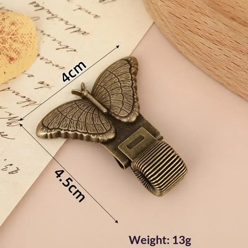 Retro Insect Pattern Metal Pen Clip 1pc Spring Loaded Holder Anti-slip Stationery for School Students Notebook Journal Oasis Select C