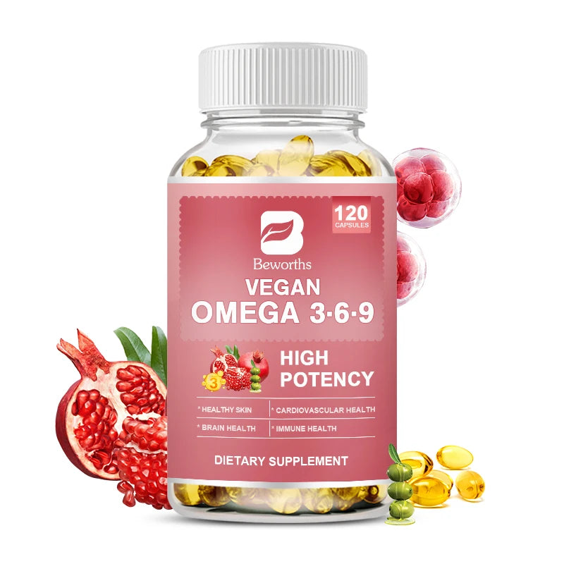 BEWORTHS Omega 3，6，9 Capsules rich in Fatty Acids Support Immune Health, Brain, Skin and Cardiovascular Health Oasis Select 120pcs 2bottle United States