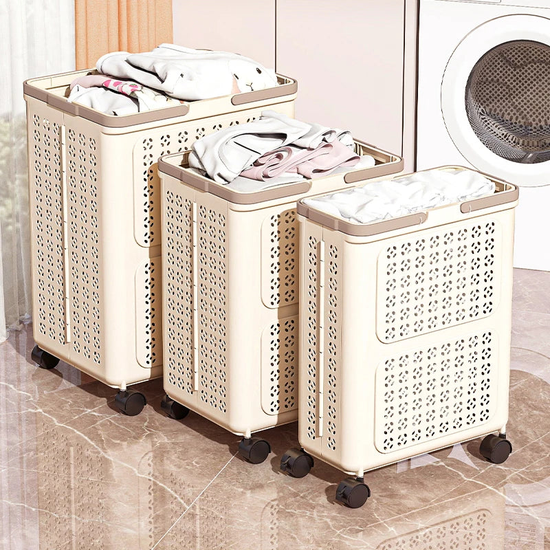 Foldable Laundry Basket,3 Sizes, Large Capacity Rolling Mobile with Wheels,Ideal for Toys/Sports Gear/Laundry Storage Organizer Oasis Select