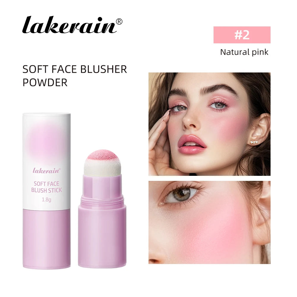 Lakerain Soft Face Blush Stick Girl Korean Style Brightening Dual-Use For Lip And Cheek Waterproof Cheek Blush Sponge Brush Head Oasis Select Natural pink