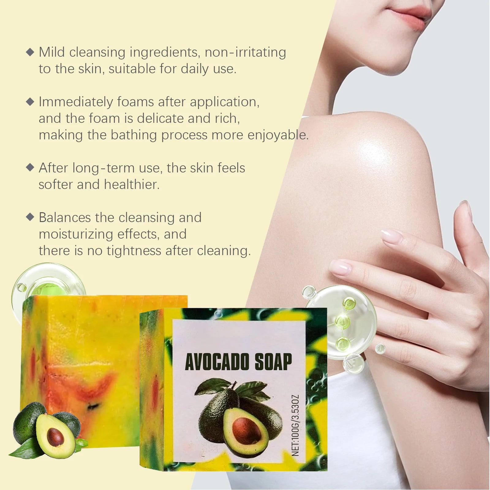 Avocado Moisturizing Soap Softening Keratin Deep Pore Cleansing Remove Dirt Improve Skin Conditions Body Nourishing Care Soap Oasis Select