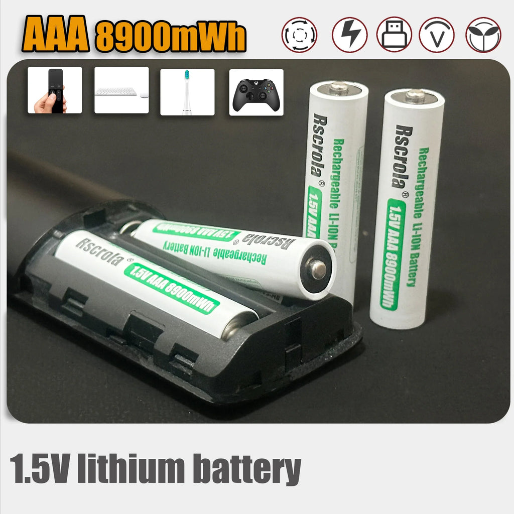 1.5V AAA8900mWh rechargeable battery New AAA lithium battery long life for Mouse Flashlight Fan Game Machine electric toy Oasis Select