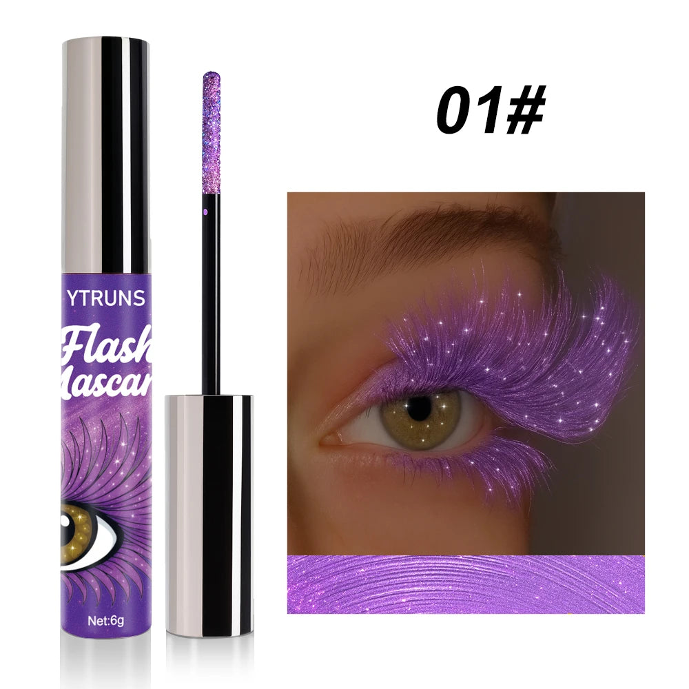 7 Color Shimmer Glitter Mascara – Waterproof Lengthening Formula