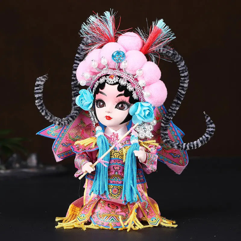 Chinese-style Themed Gifts for Foreigners Peking Opera Facial Makeup Memorabilia Silk Figurine Dolls and Decorative Ornaments Oasis Select Pink mu guiying 10x15cm