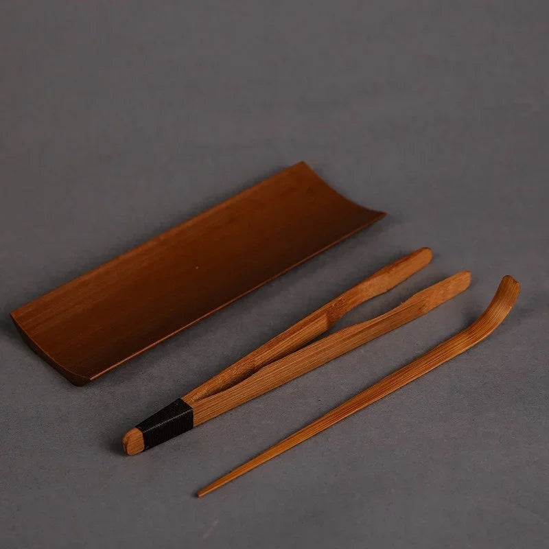 Japanese Bamboo Tea Kit Portable Tea Pliers Spoon Needle Exquisite Handmade Ceremony Tools for Daily Use Oasis Select