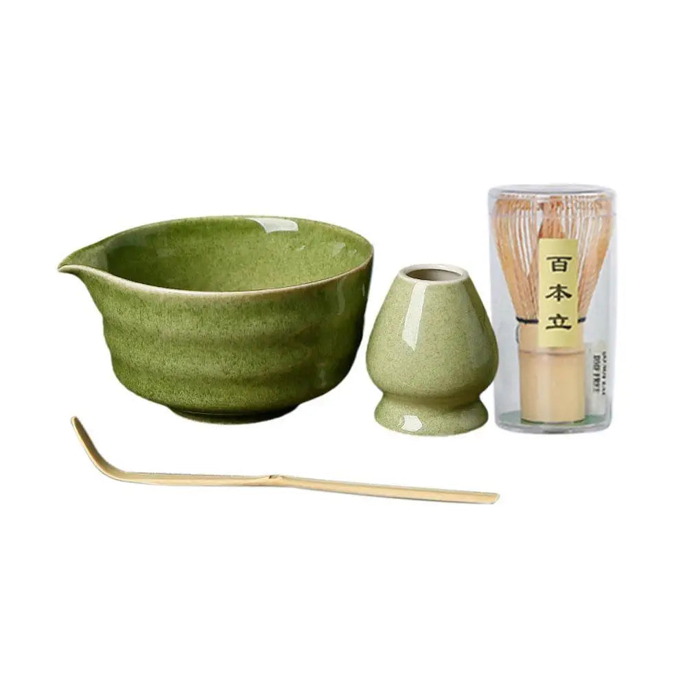 Japanese Ceramic Matcha Gift Set – Bowl, Whisk & Grinder 4pc