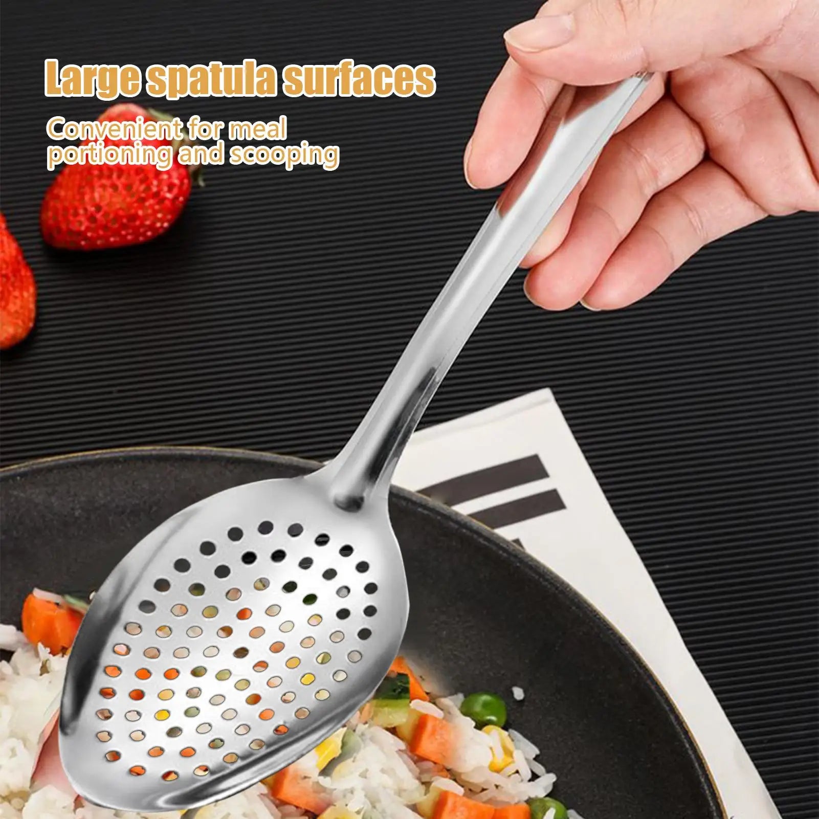 Stainless Steel Strainer Spoon 1PC Slotted Spoons Kitchen Colander Spoon Spoon Filter Strainer Food Scoop Skimmer Colander Oasis Select
