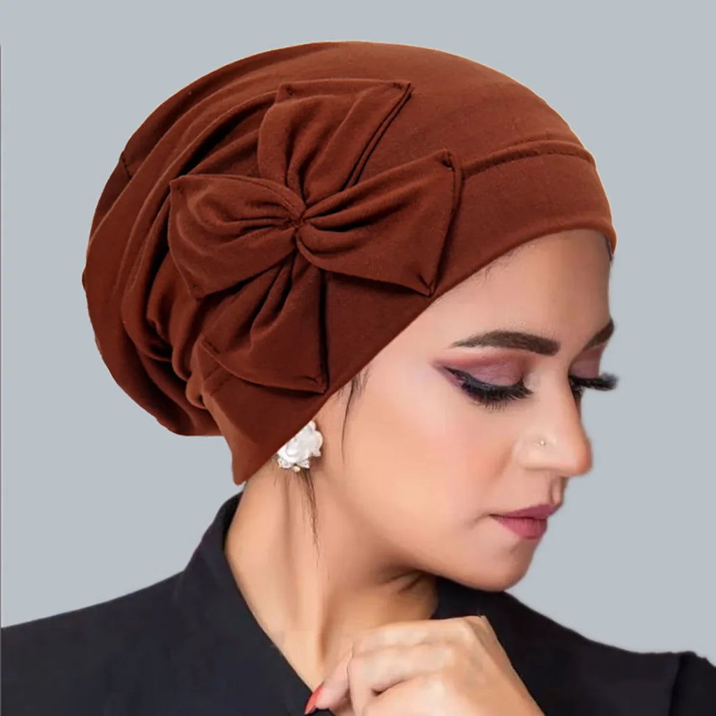 New Muslim Women Inner Hijab Hat Bowknot Turban Indian Bonnet Headscarf Beanies Hair Loss Head Wrap Chemo Cap Turbante Mujer Oasis Select kafei
