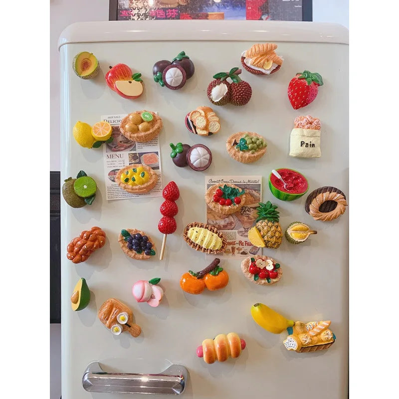 Creative Fridge Magnet Decor 3D Cute Cartoon Fruit Message Board Refrigerator Magnet Sticker for Kids Toy Gift Home Decoration Oasis Select