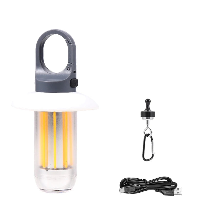 Powerful LED Flashlight USB Rechargeable 8 Tungsten Filament Camping Lantern Outdoor Portable Hook Tent Lamp Handheld Flashlight Oasis Select 1PC with Hook