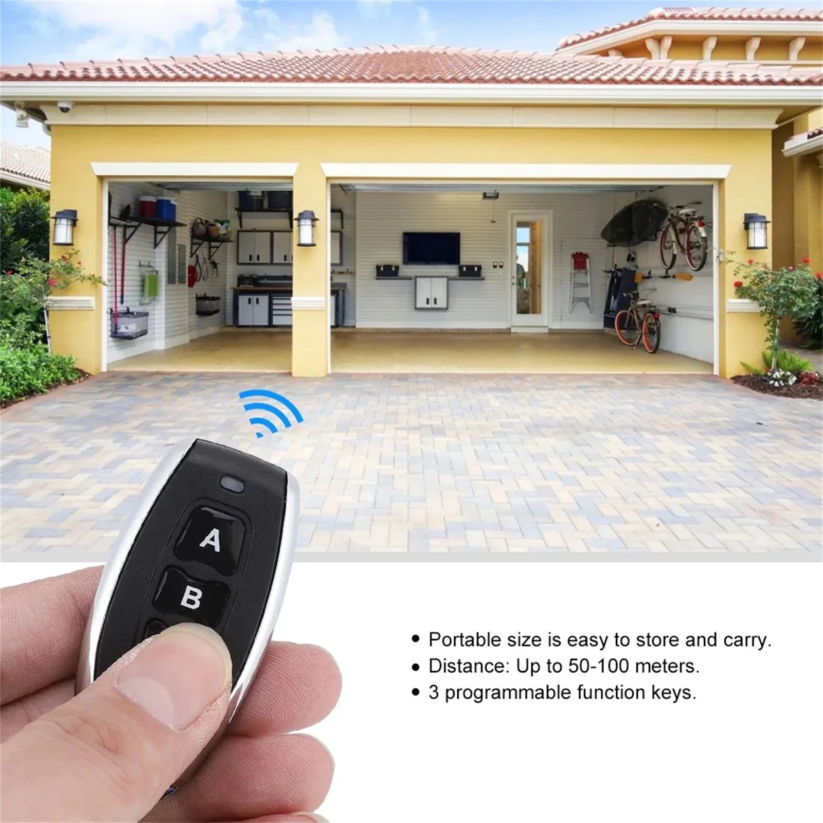 433MHz EV1527 3-Button RF Remote – Gate & Garage Door Control RF Remote Control Oasis Select