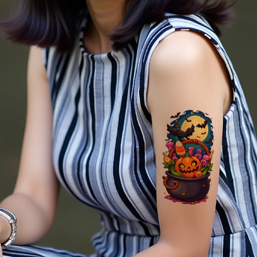 12-Piece Halloween Spooky Temporary Tattoo Stickers for Adults Temporary Tattoo Stickers Oasis Select