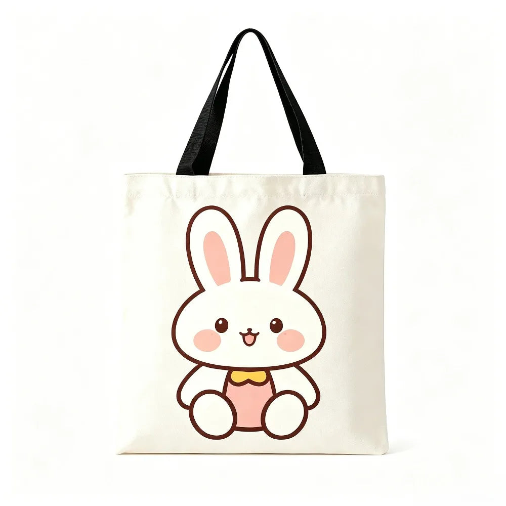 Cute Red Heart Yellow Chick Print Canvas Tote Bag Eco Reusable Shopping Shoulder Bag For Daily Grocery Market Oasis Select Black