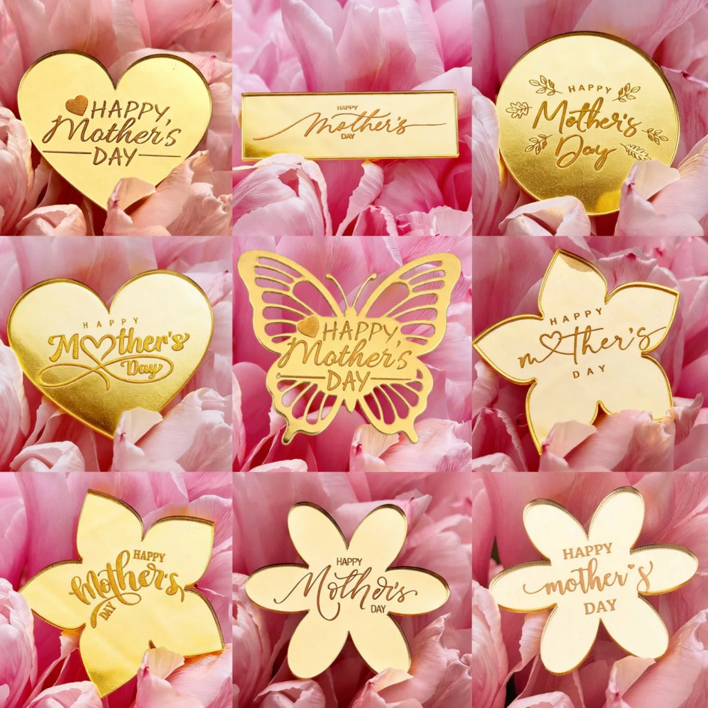 Happy Mother's Day Gold Mirror Acrylic Cake Topper