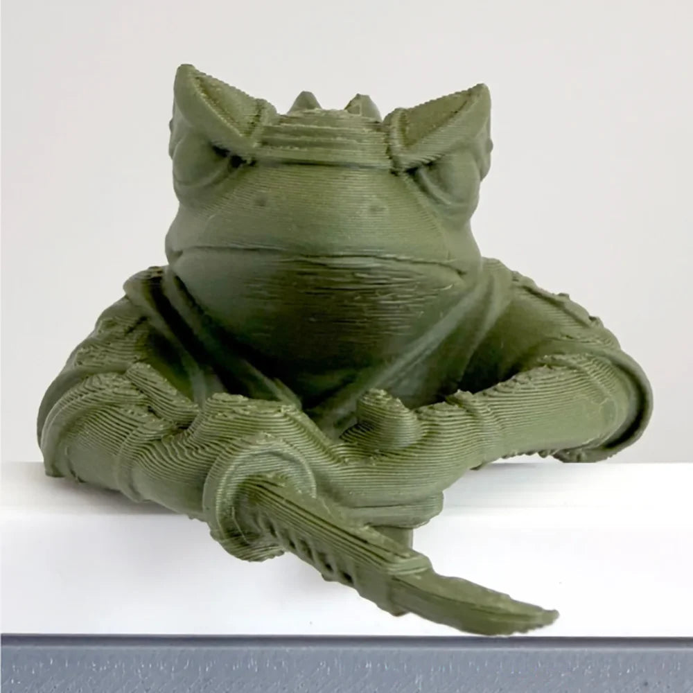 3D Printed Samurai Frog Monitor Pendant Japanese Samurai Frog Edge Embrace Desktop Decoration Cool Screen Decoration Unique Gift Oasis Select