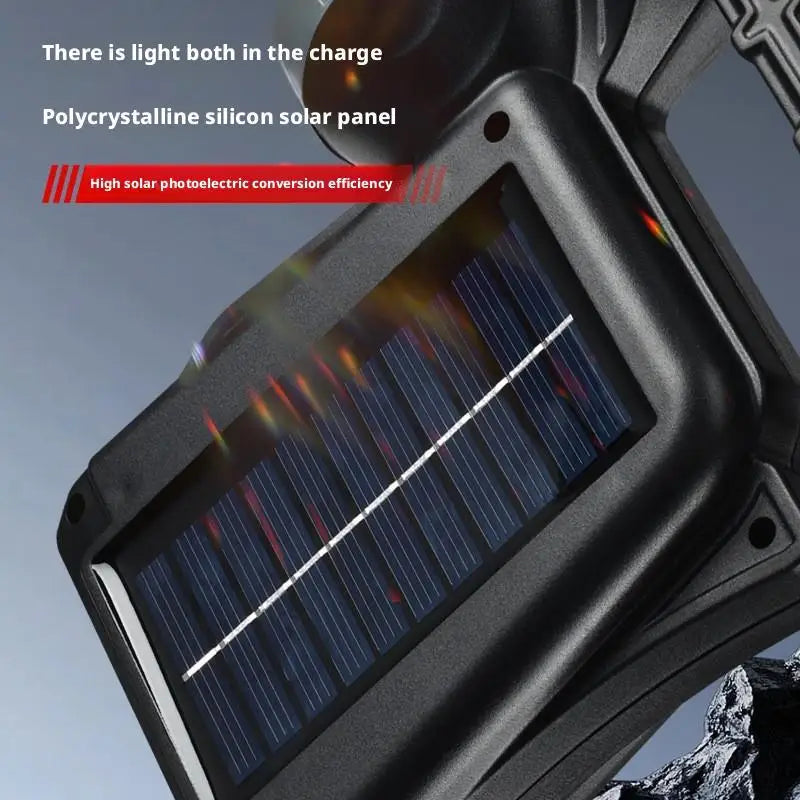 Outdoor Solar-Powered Super Bright Long-Range Rechargeable High-Capacity Strong Light Handheld Searchlight Oasis Select