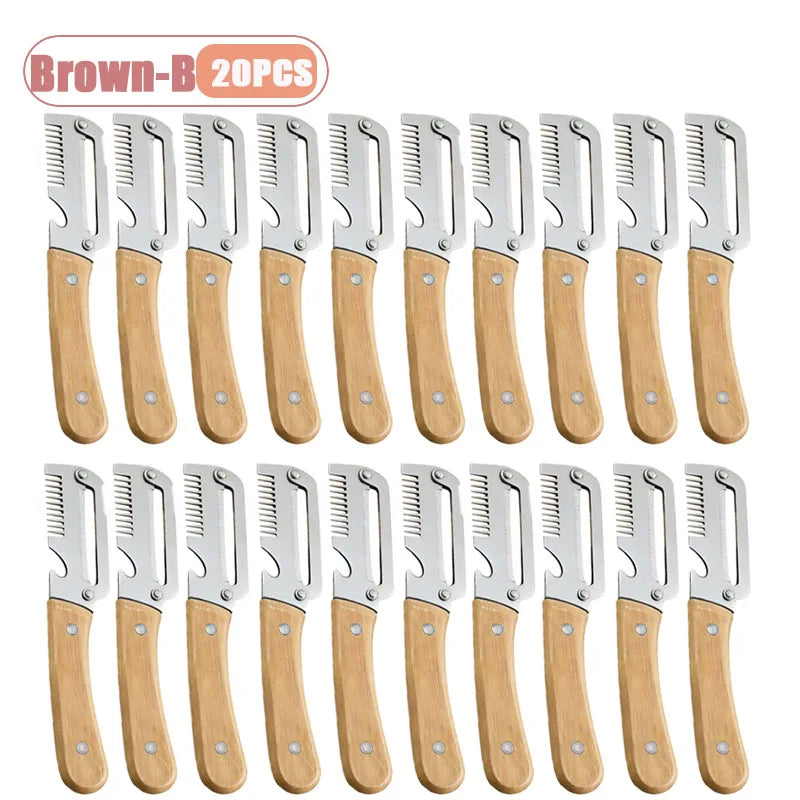 Multi Function Stainless Steel Vegetable Cutter Grater Slicer Peeler for Green Onion Ginger Julienne Opener Kitchen Tool Oasis Select Brown-B-20PCS