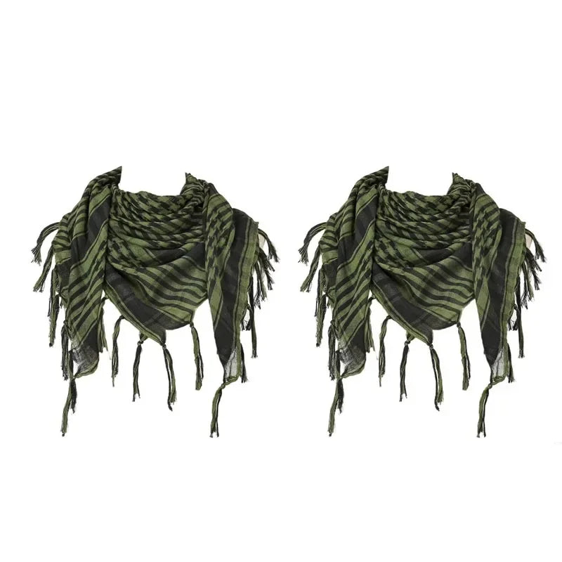 1/2/3Pcs Keffiyeh Tactical Desert Scarf Wrap Shemagh Head Neck Arab Scarf Keffiyeh Scarf Wrap For Men And Women Oasis Select 2pcs-Green