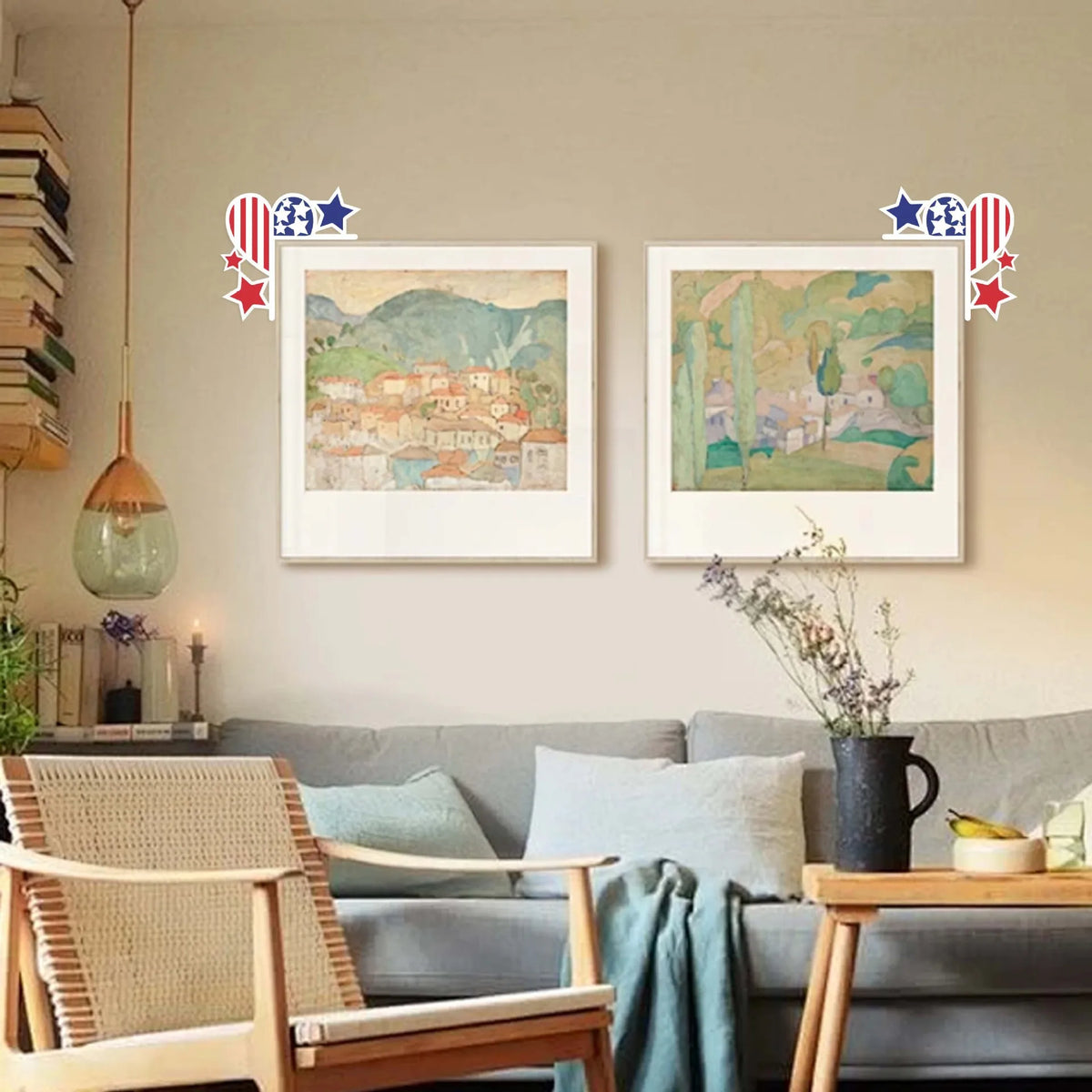 Independence Day American Flag Door Corner Decoration Wood Crafts Door Top Corner Door Frame Pendant Hanging Decoration Oasis Select