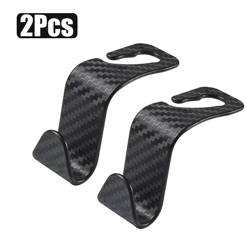 1/2/4Pcs Universal Auto Seat Headrest Hook Storage Hanger Car Vehicle Back Seat Organizer Holder Car Interior Accessories Oasis Select Carbon Black 2Pcs