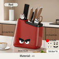 1pc Multi-function knife rack kitchen knives tableware drain storage household trapezoidal integrated plastic storage rack Oasis Select Red