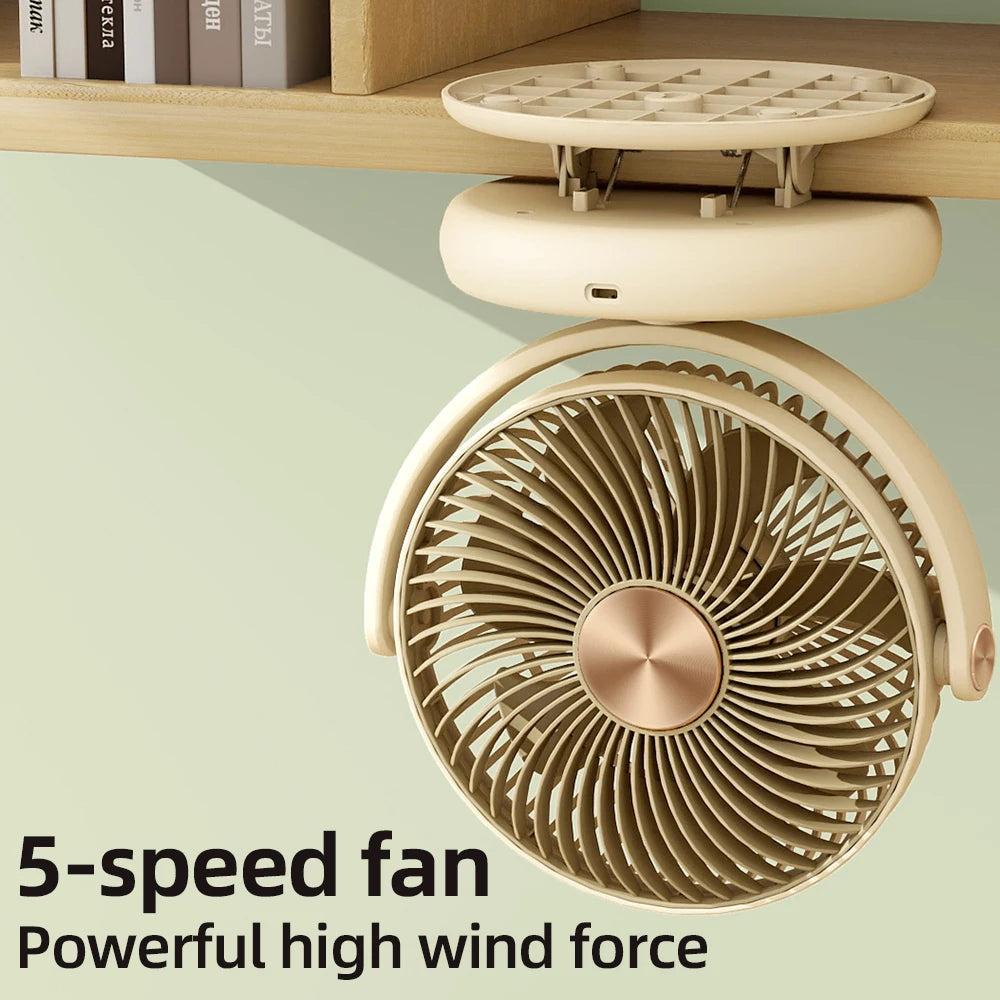 USB Oscillating Desktop Fan – 4-Speed, Timer, Clip & Desk