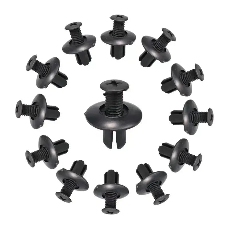 10/30/80pcs Plastic Rivets Fasteners Screw Car Bumper Fender Black Rivet Car Fastener Clips for Toyota Focus Kia Nissan Yamaha Oasis Select