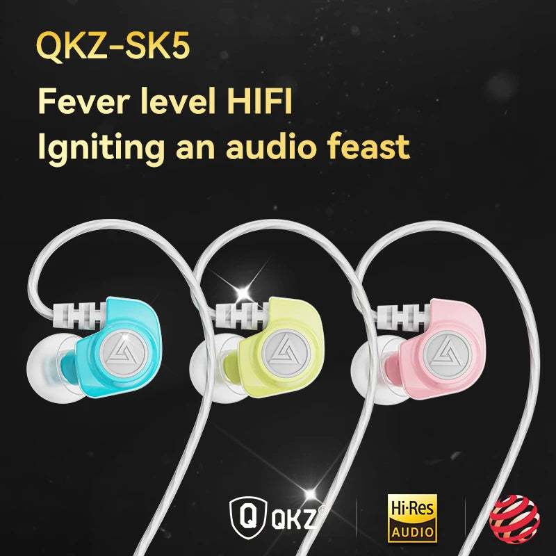Original QKZ SK5 Wired Earphones In-ear 3.5mm AUX With MIC Noise Reduction HD Call HIFI For Game Music Sports Fashion Design Oasis Select