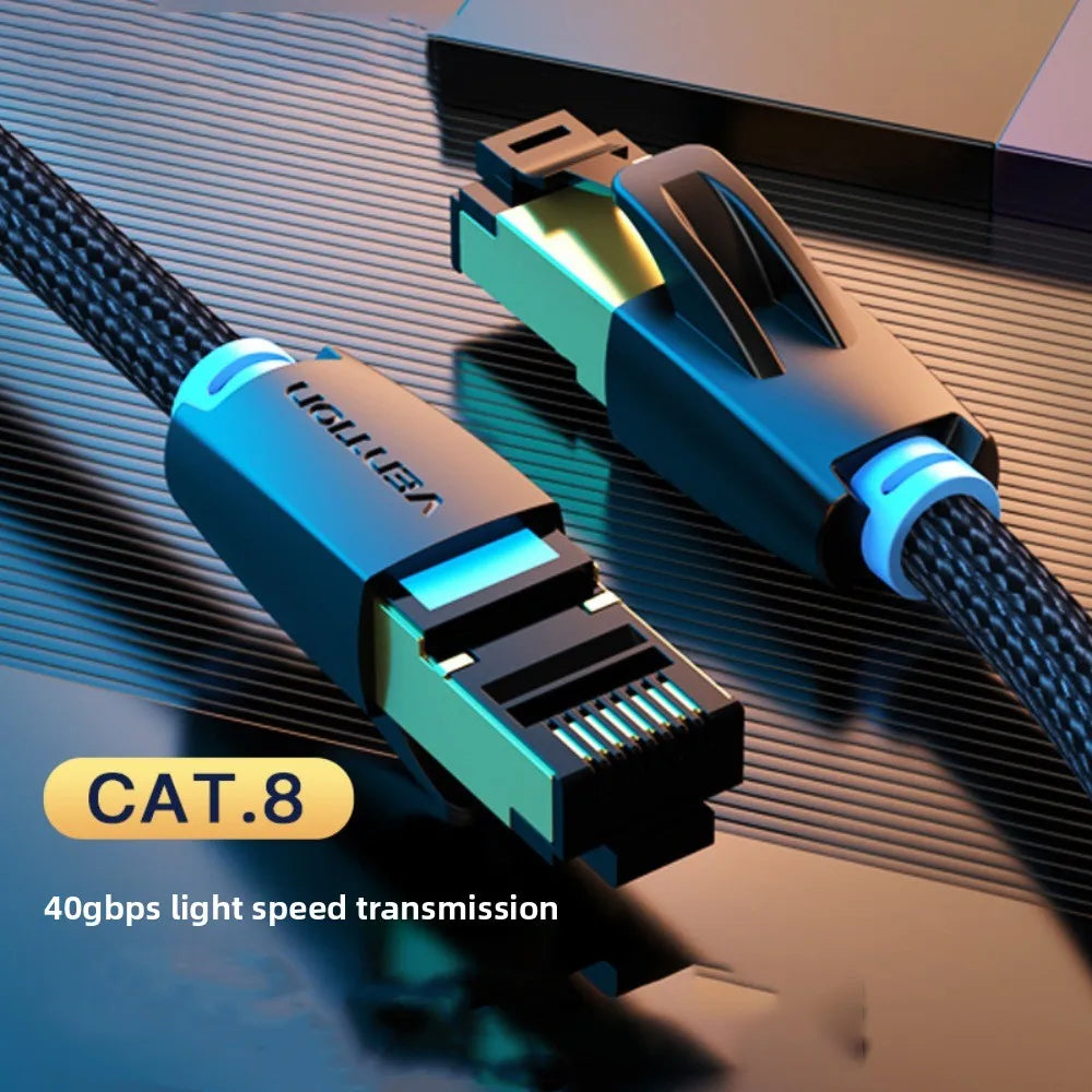 Copper Wire Ethernet Extension Cord Double Shield Durable CAT8 Ethernet Cable Round Head High Speed Cat 8 Patch Cable Laptop Oasis Select