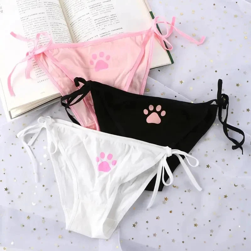 1-6PCS Sexy Bandage Lolita Panties Low Waist Lingerie Cute Claw Women's Briefs Low Waist Animation Underwear Oasis Select