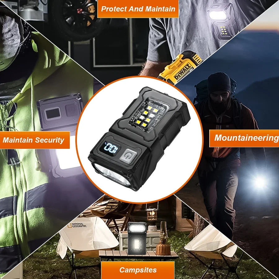 Multi-function Mini LED COB Flashlight Dual Light Source Super Bright Portable Torch Type-C Rechargable Camping Emergency Lamp Oasis Select