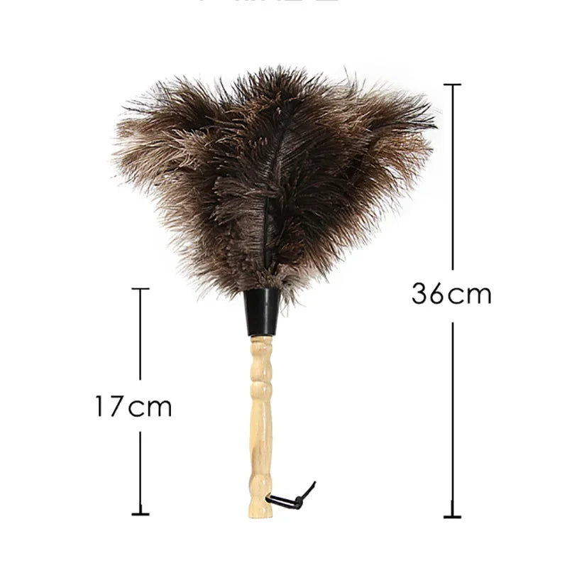 Feather Duster Wooden Handle Duster Anti-static Dust Removal Dusters Ostrich Duster Feather Fur Brush For Home Cleaning Tools Oasis Select White