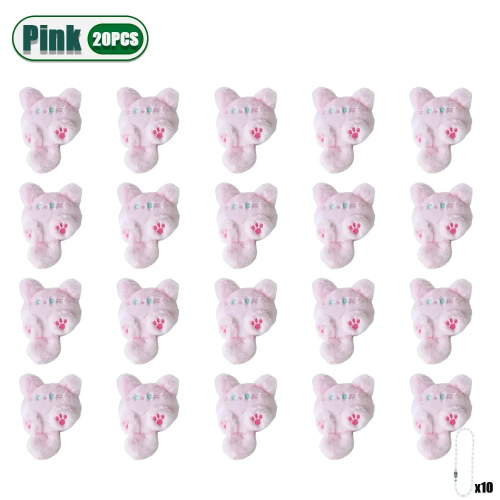 1-20PCS Cute Plush Long Tail Cat Pendant Cat Doll Doll School Bag Charm Key Charm Children's Birthday Gift Holiday Friend Gift Oasis Select Pink-20PCS