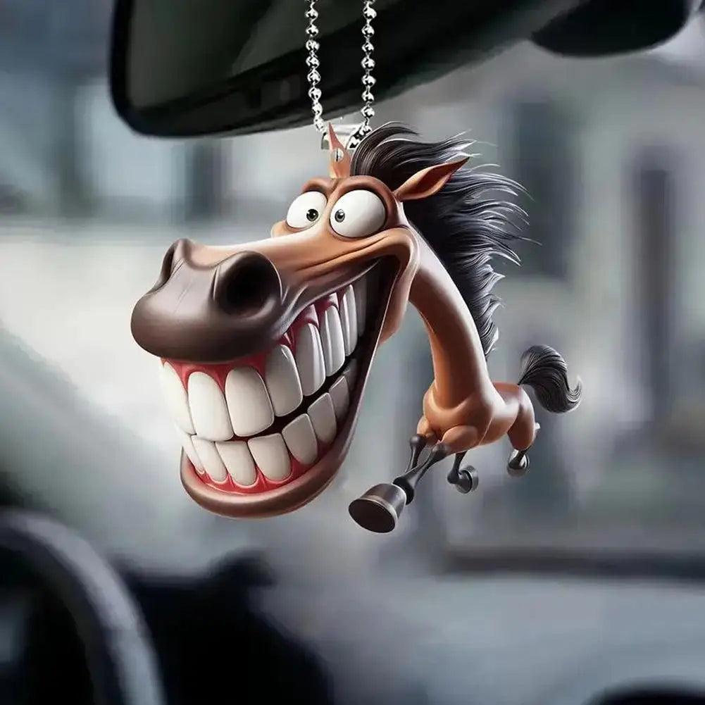 Big Mouth Horse Acrylic Keychain – Cute Car Pendant Charm