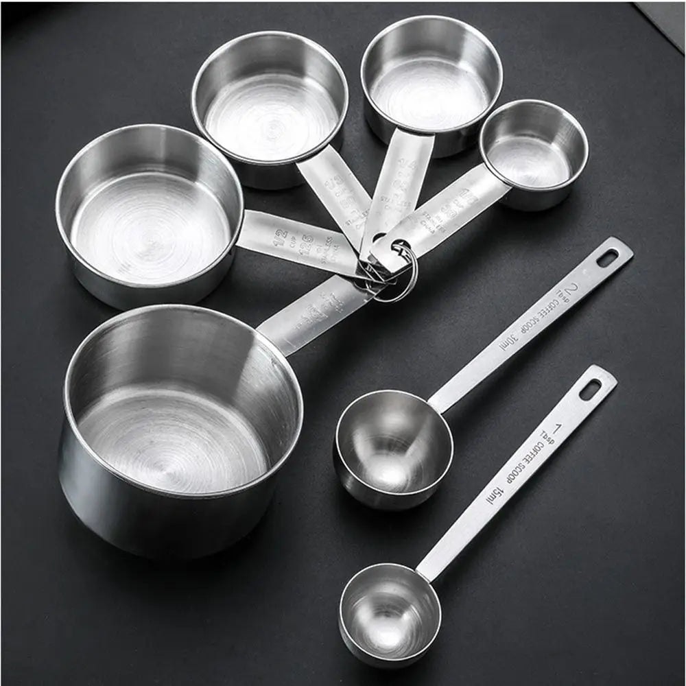 Stainless Steel Measuring Spoon Set – Engraved Scale Baking