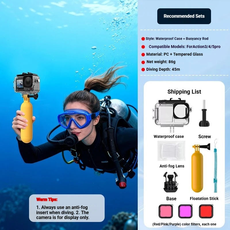 DJI OSMO Action 3/4/5 Pro 40M Waterproof Diving Housing Case