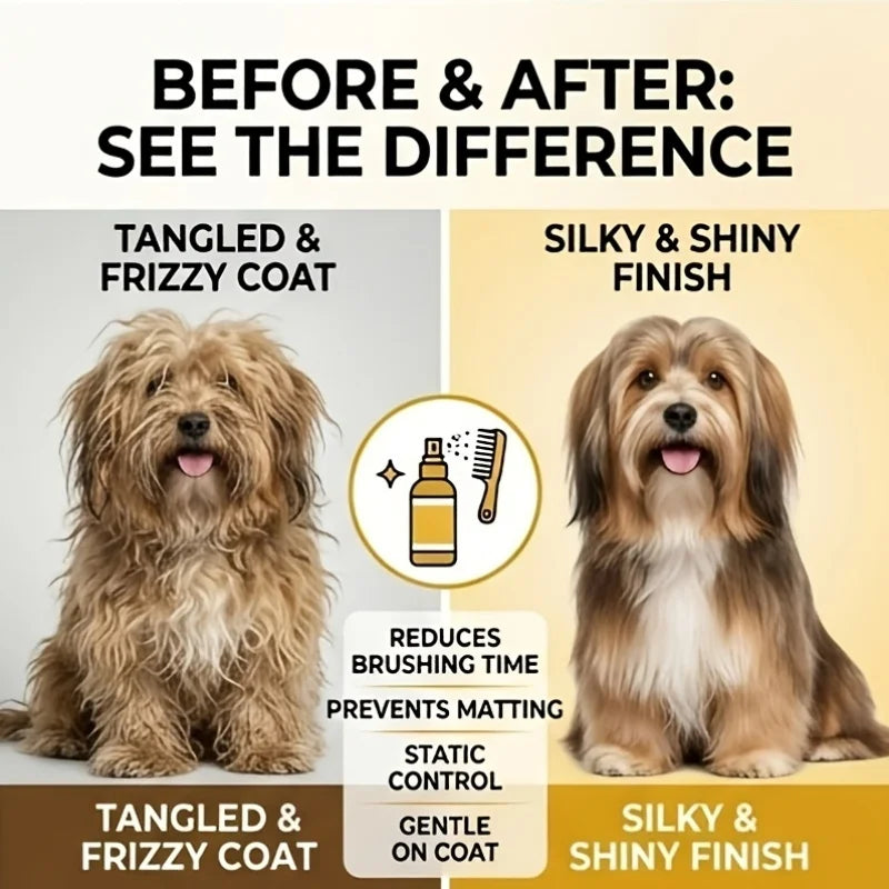 Pet Hair Care Spray And Detangling Conditioner, Instant Fur Smoothing, Deep Nourishing Knot Remover, Hydrating Moisturizing Oasis Select