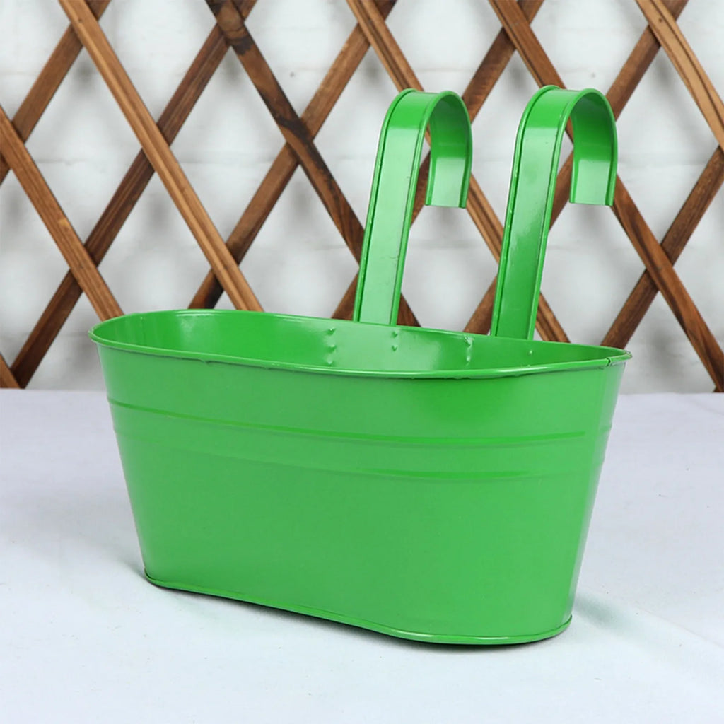Metal Iron Hanging Flower Pots Balcony Planter with Detachable Hook, Durable Herb Pots Perfect for Fence Home Decor Oasis Select K One Size