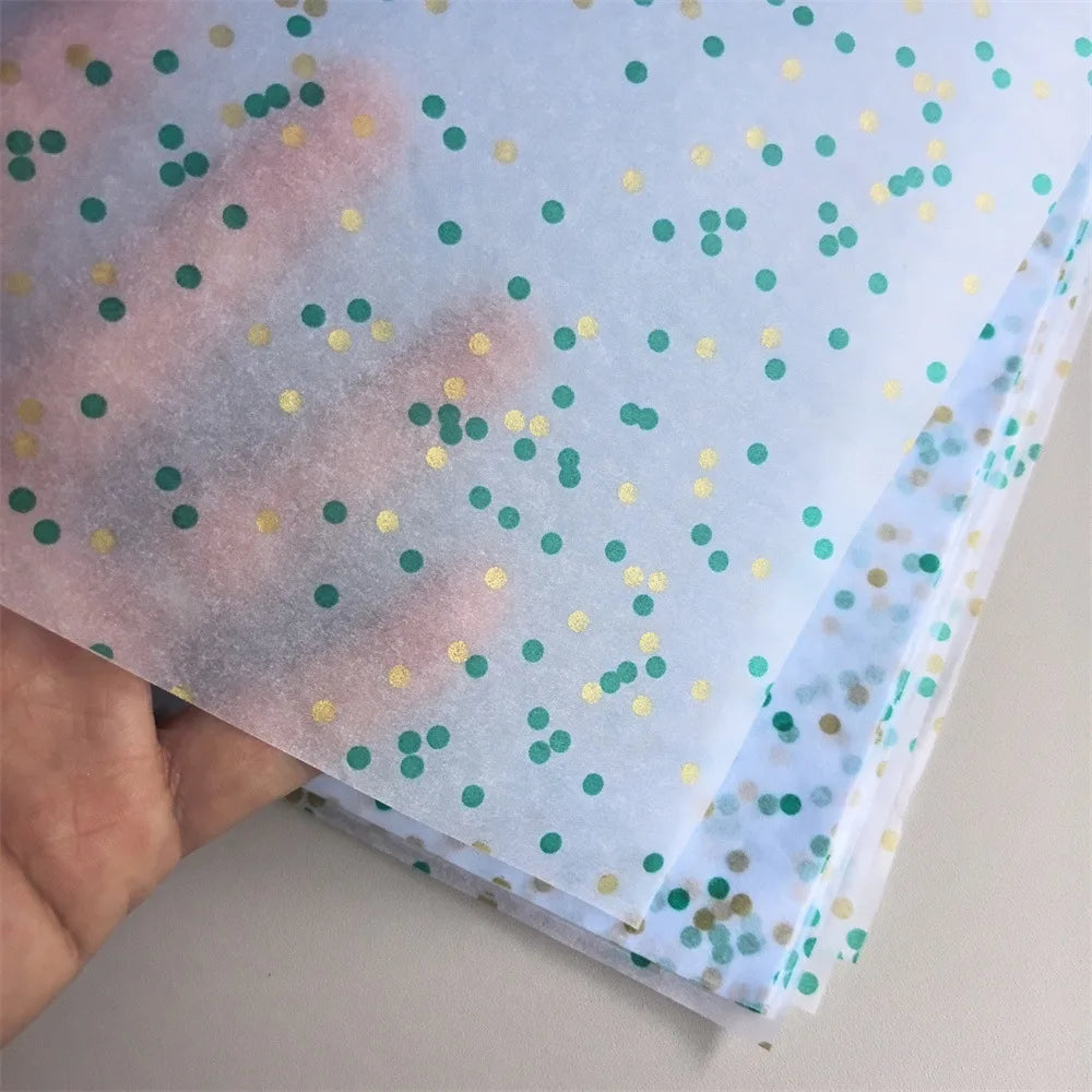 20sheets/Bag 50*33cm Tissue Paper Colorful Star DIY Craft Flowers Gift Packing Wedding Party Home Decoration Supplies Oasis Select Gold Green