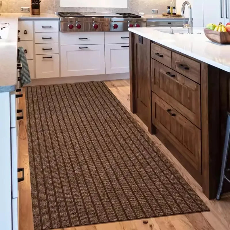 New Durable Non-Slip Door Mat Indoor Outdoor Doormat for Home Entrance Stain Fade Resistant Floor Mat Machine Washable Carpet Oasis Select Coffee 60x180cm