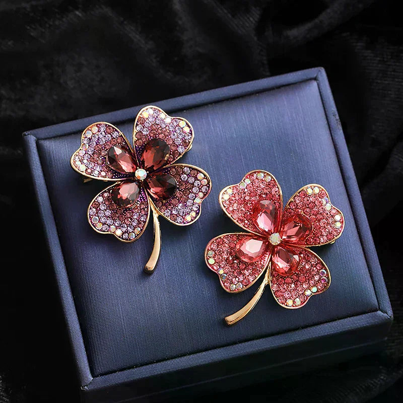 Fashion Rhinestone Clover Brooches Women Clothing Coat Jewelry Party Accessories Oasis Select