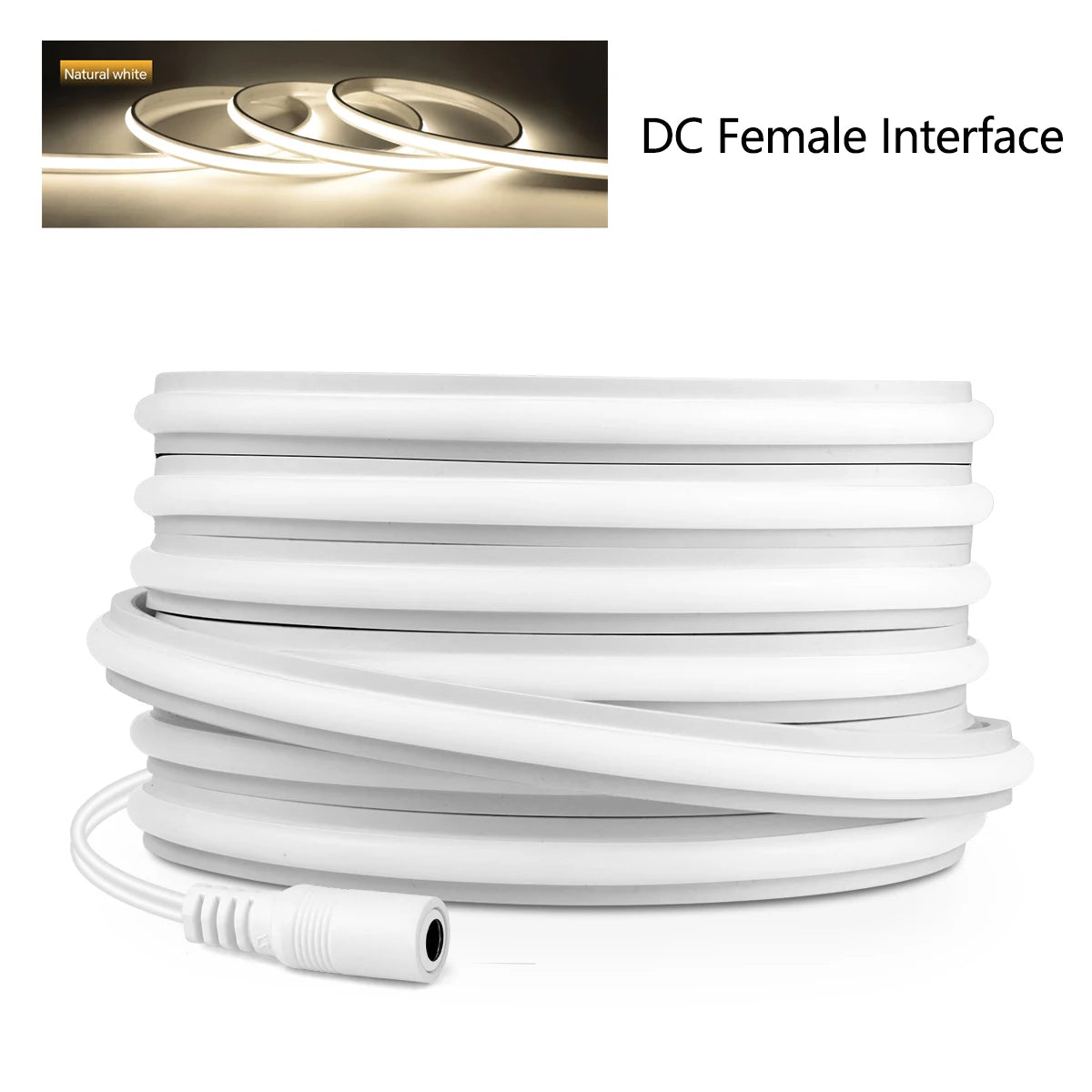 Silicone COB Neon Strip Light 24V 1M-10M Ambient Light Cuttable DIY Super Brightness No Dark Zone,Transparent Nano Adhesive Tape Oasis Select Natural White 1m