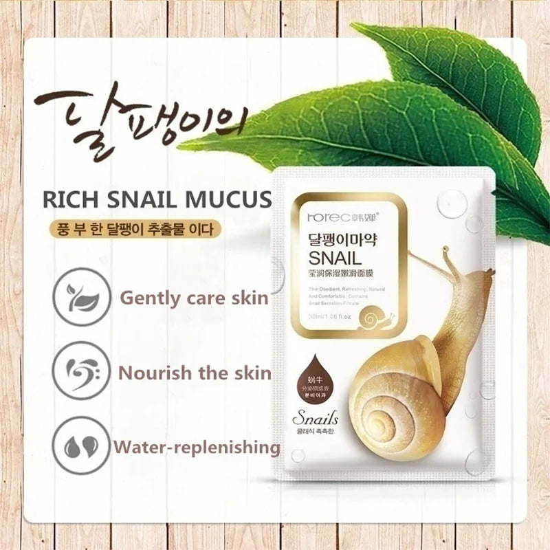 BIOAOUA Snail Mucin Sheet Mask – Anti-Aging & Whitening K-Beauty Sheet Face Mask Oasis Select