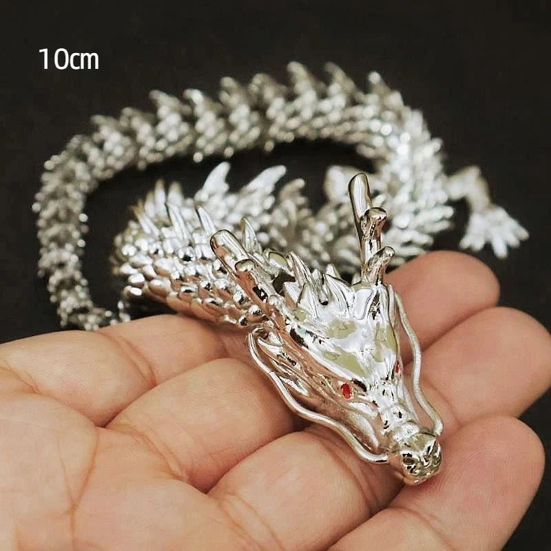 1Pcs Moveable Body Joints Antique Alloy Lucky Dragon Desktop Office Crafts 3D Dragon Statue Ornament Home Decoration Gifts Oasis Select A1