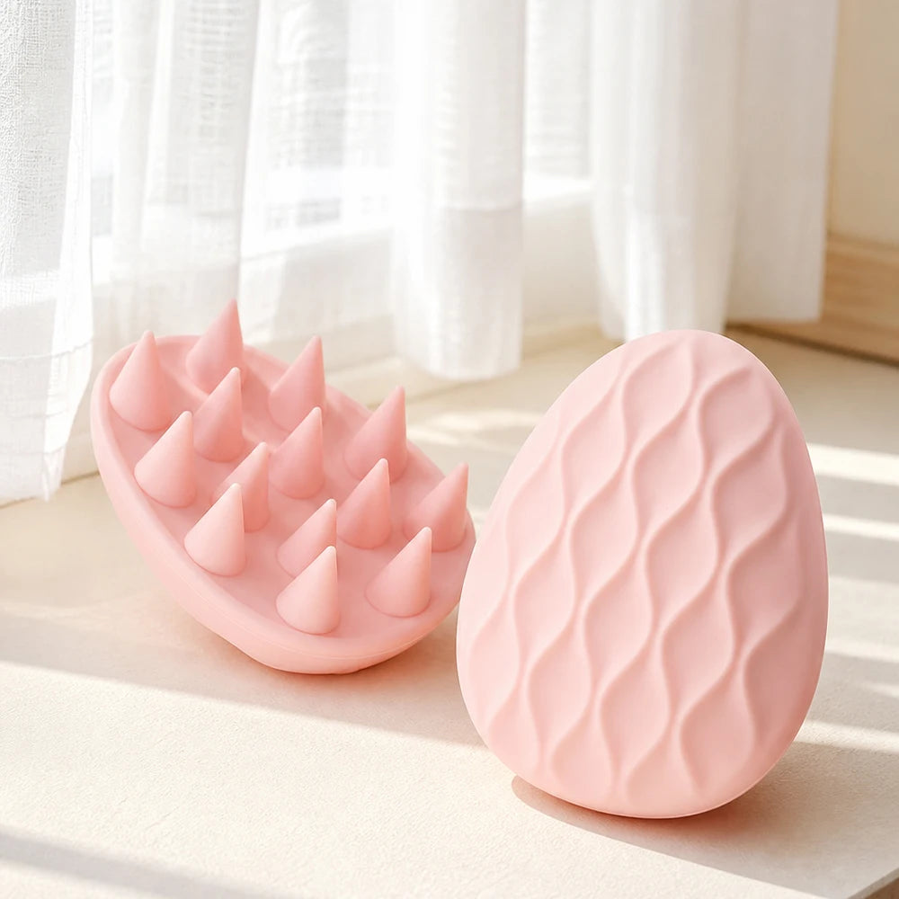 Silicone Scalp Massage Brush – Hair Wash & Body Scrubber Scalp Massage Brush Oasis Select GJ57-pink
