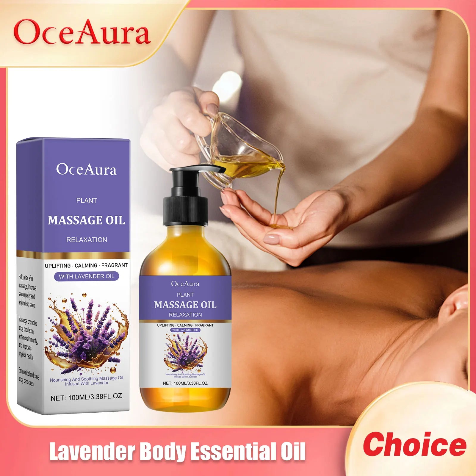 OceAura Lavender Essential Oil Body Massage Oil 100ml